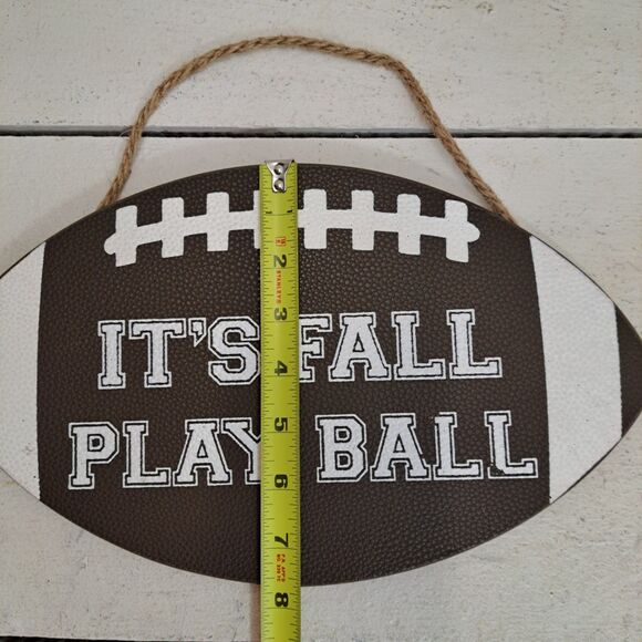 Hanging Football Wall Picture 13.5"X8" Let's Play Football Man Cave Material - Picture 4 of 4